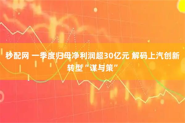 秒配网 一季度归母净利润超30亿元 解码上汽创新转型“谋与策”